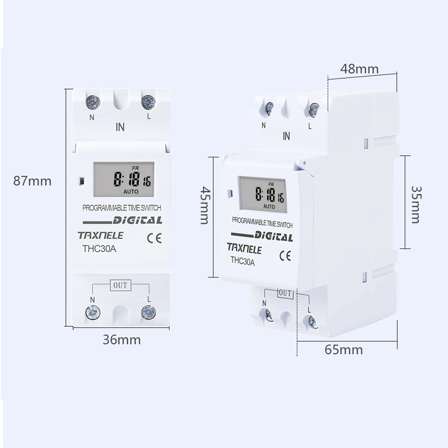 New type Din Rail 2 wire Weekly 7 Days Programmable Digital TIME SWITCH Relay Timer Control AC/DC 12V 24V 48V 16A 30A
