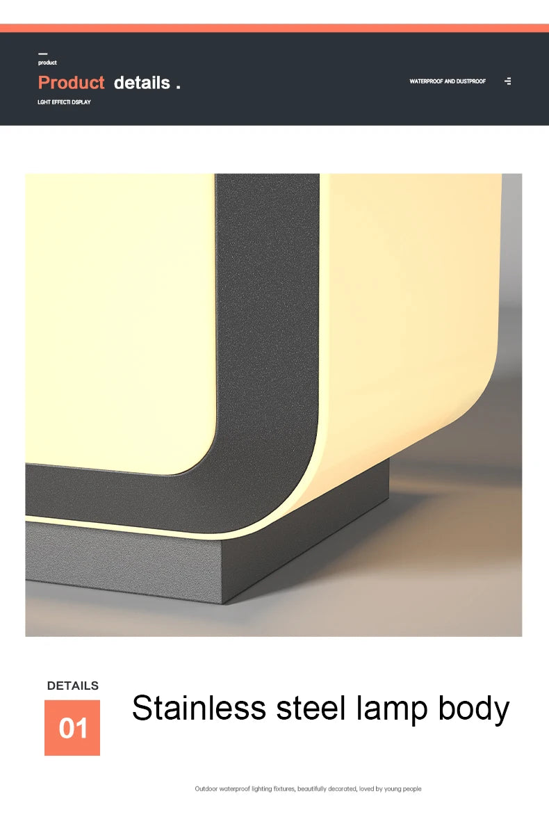 Solar Pillar Lights Outdoor Waterproof LED Wall Lamp Lighting Home Decor Solar Energy Square Lamp Villa Gate Garden Door Fence