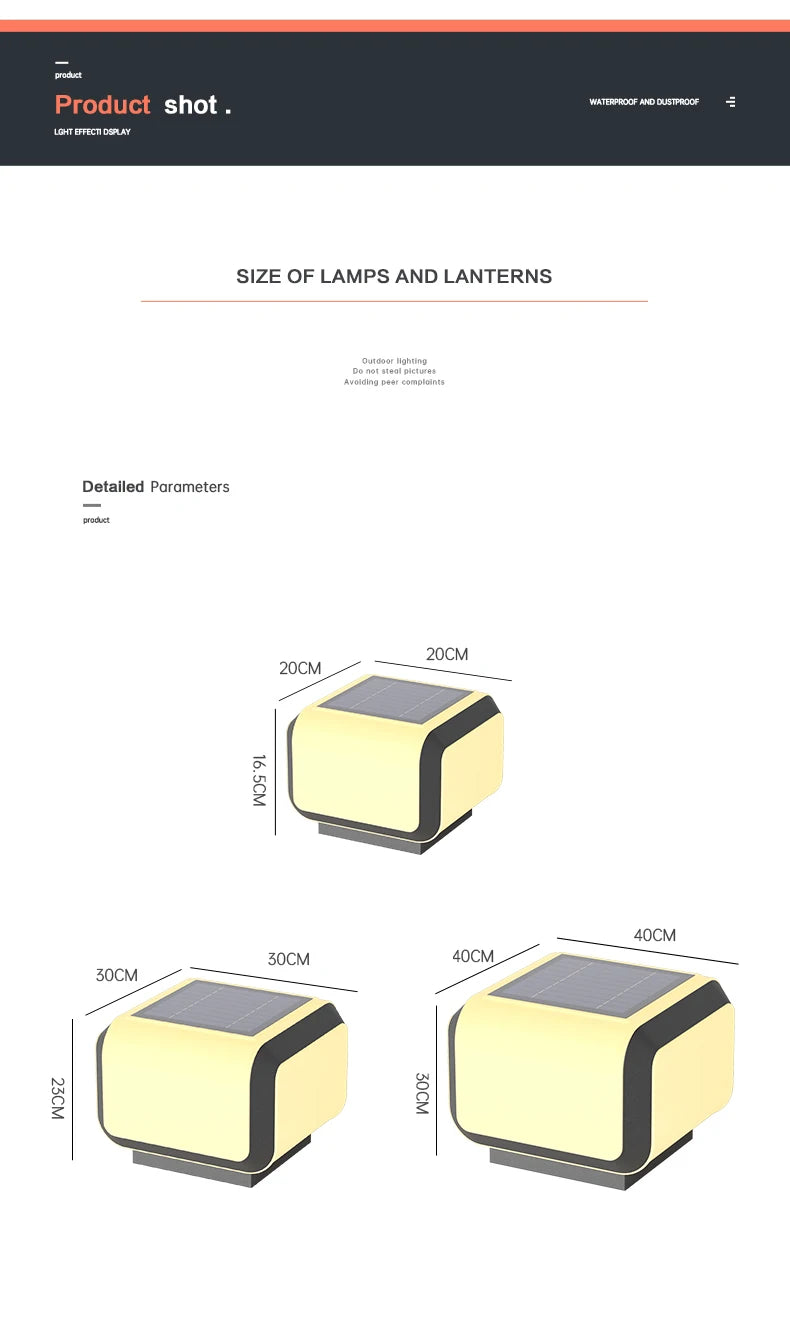 Solar Pillar Lights Outdoor Waterproof LED Wall Lamp Lighting Home Decor Solar Energy Square Lamp Villa Gate Garden Door Fence