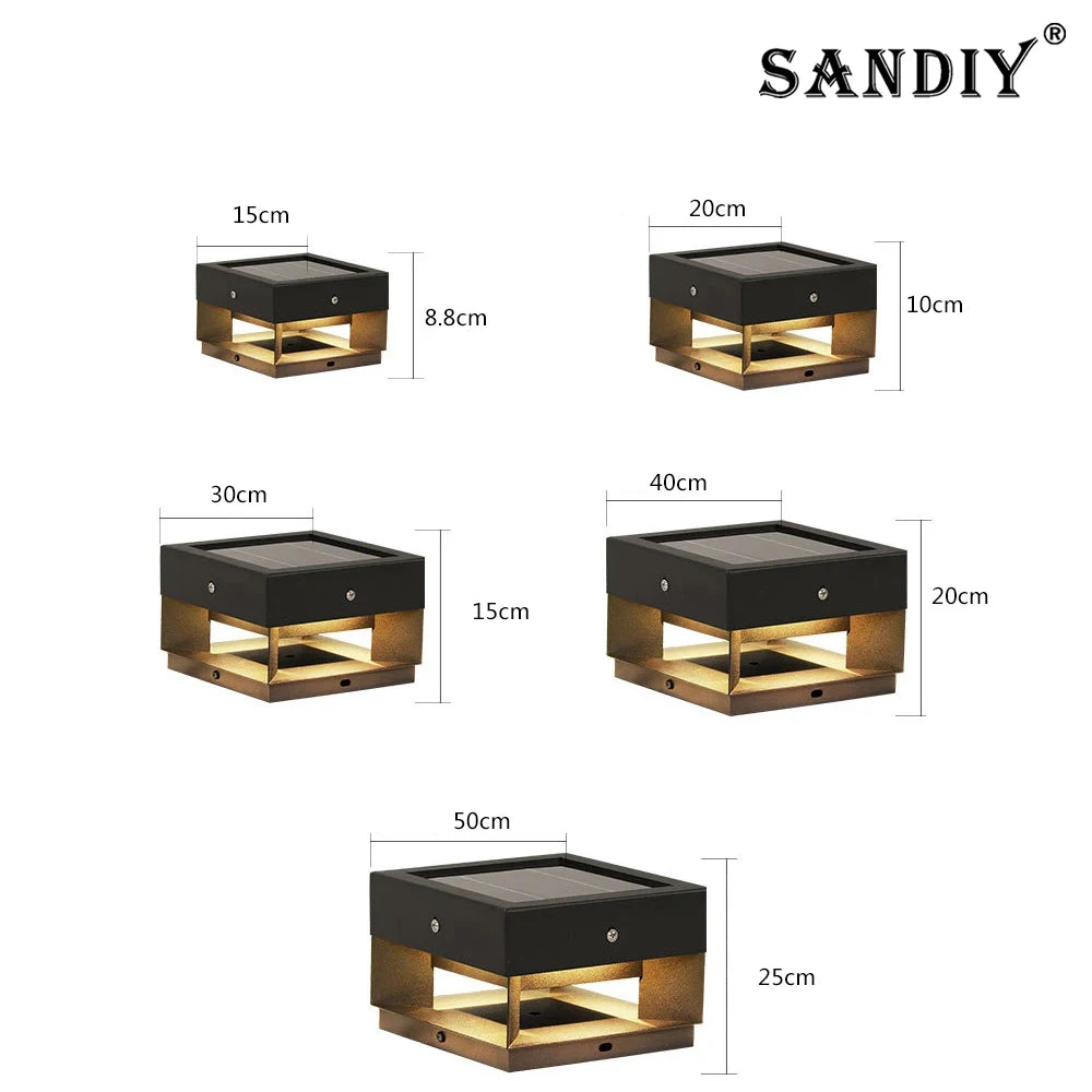 SANDIY Outdoor Wall Lights Solar Powered Fence Lamp Yard Pillar Lighting Villa Gate Waterproof Garden Street Decor Luminaires