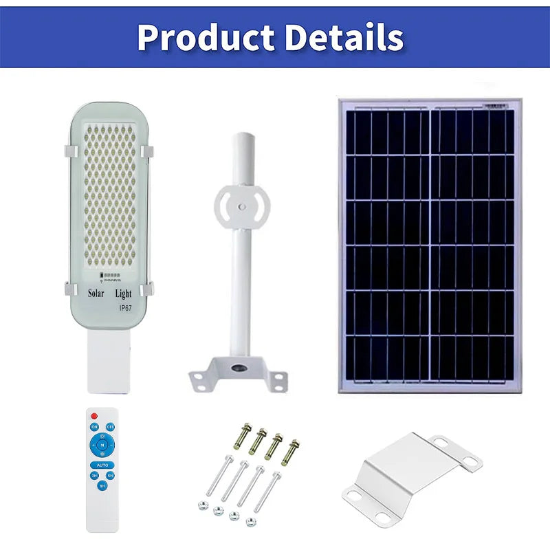 250W led solar light Outdoor garden Waterproof Solar street Light Dusk to Dawn with Remote Control IP65 solar wall lamp