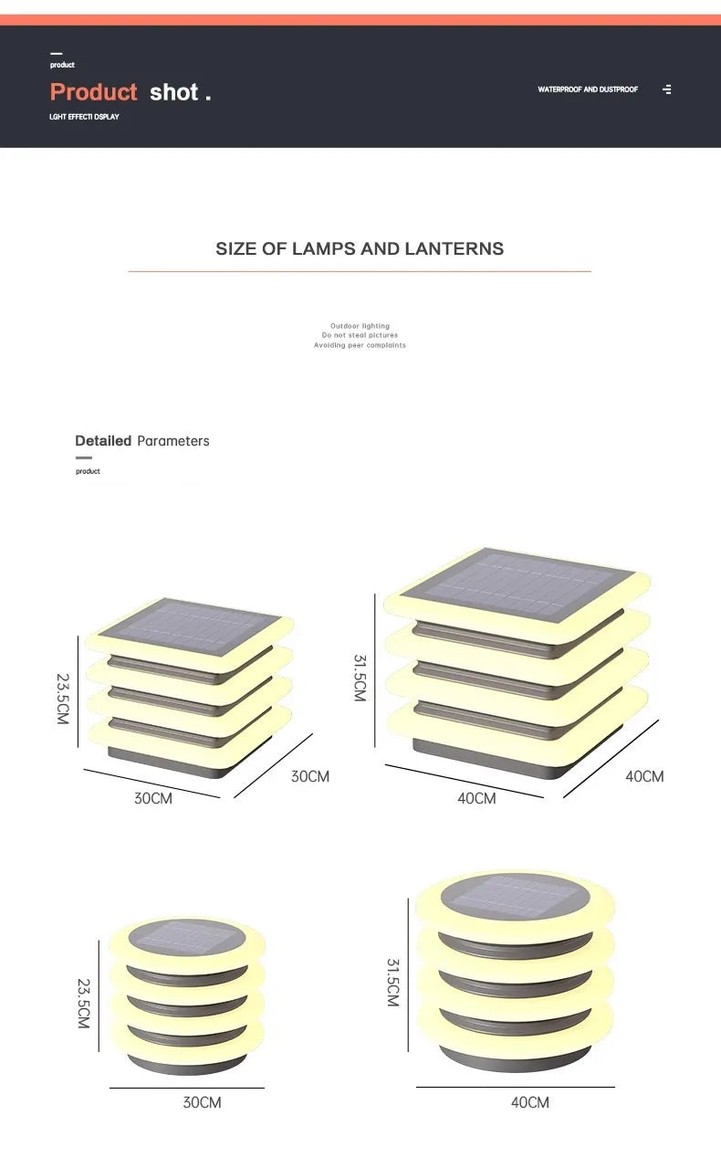 Waterproof Solar Wall Lawn Lamp Solar Column Head Light Outdoor Courtyard Door Pillar Lamp Outdoor Post Light Villa DoorLighting