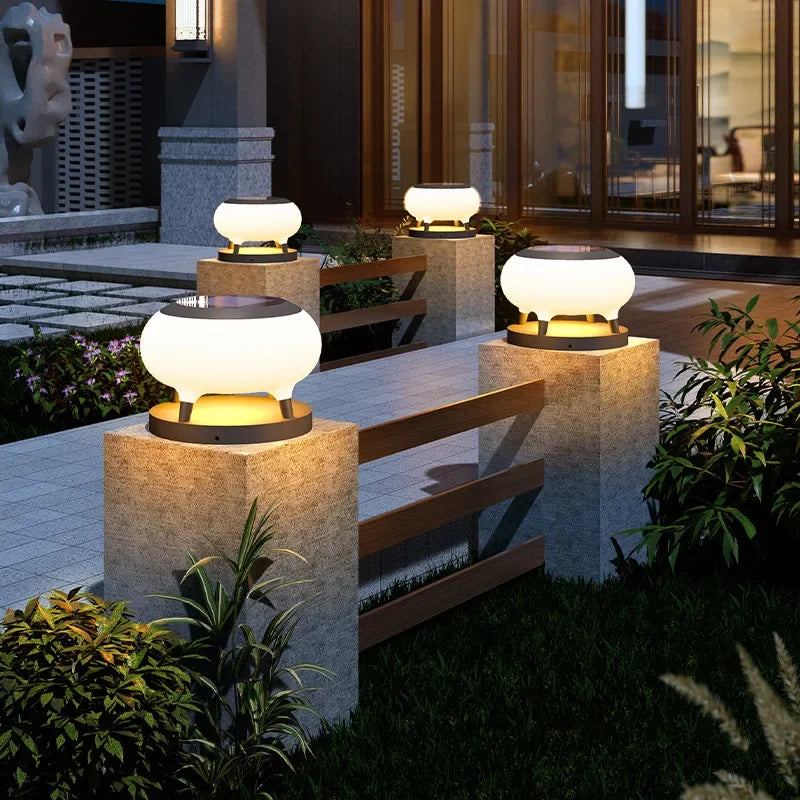 Solar Pillar Lights Outdoor Waterproof Home Decor LED Wall Lamp Gate Garden Lighting Decor Solar Energy Super Bright Door Villa