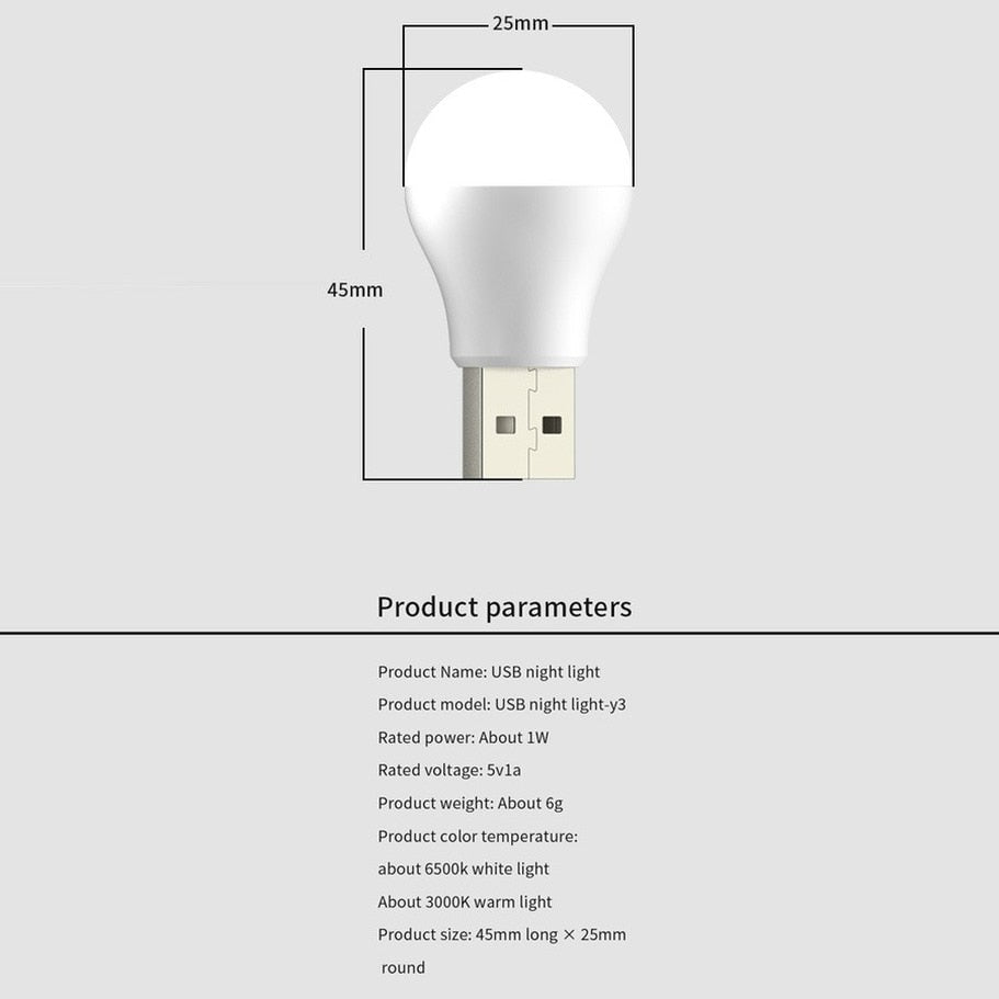 USB Plug Lamp Computer Mobile Power Charging USB Small Book Lamps LED Eye Protection Reading Light Small Round Light Night Light