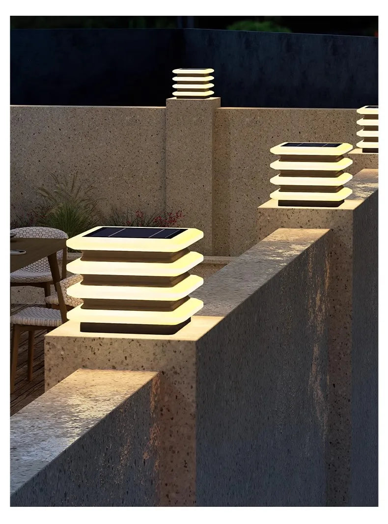 Waterproof Solar Wall Lawn Lamp Solar Column Head Light Outdoor Courtyard Door Pillar Lamp Outdoor Post Light Villa DoorLighting