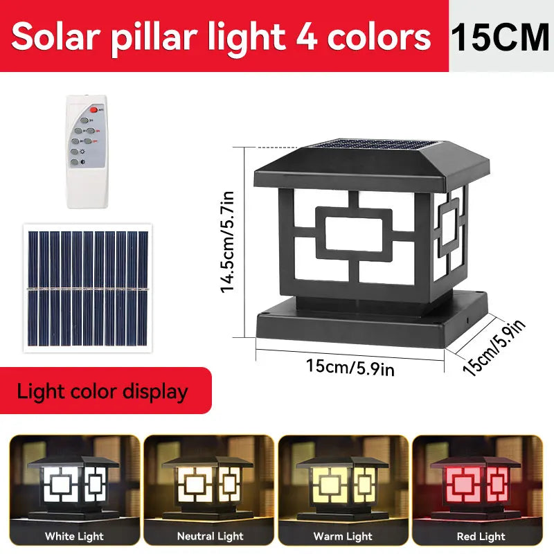 LED Solar Lights Outdoors Waterproof Solar Column Light Classical style Timed with Remote Control LED Light for Garden Patio