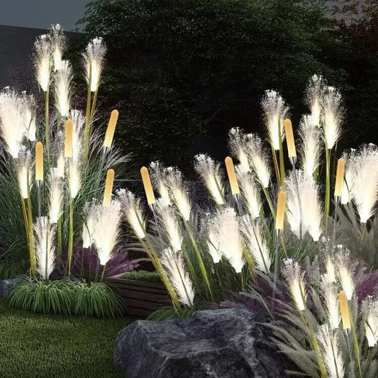 Garden Solar Reed Lights Outdoor Fiber Light Waterproof Garden Lamp Simulation Landscape Lamps for Home Patio Decoration