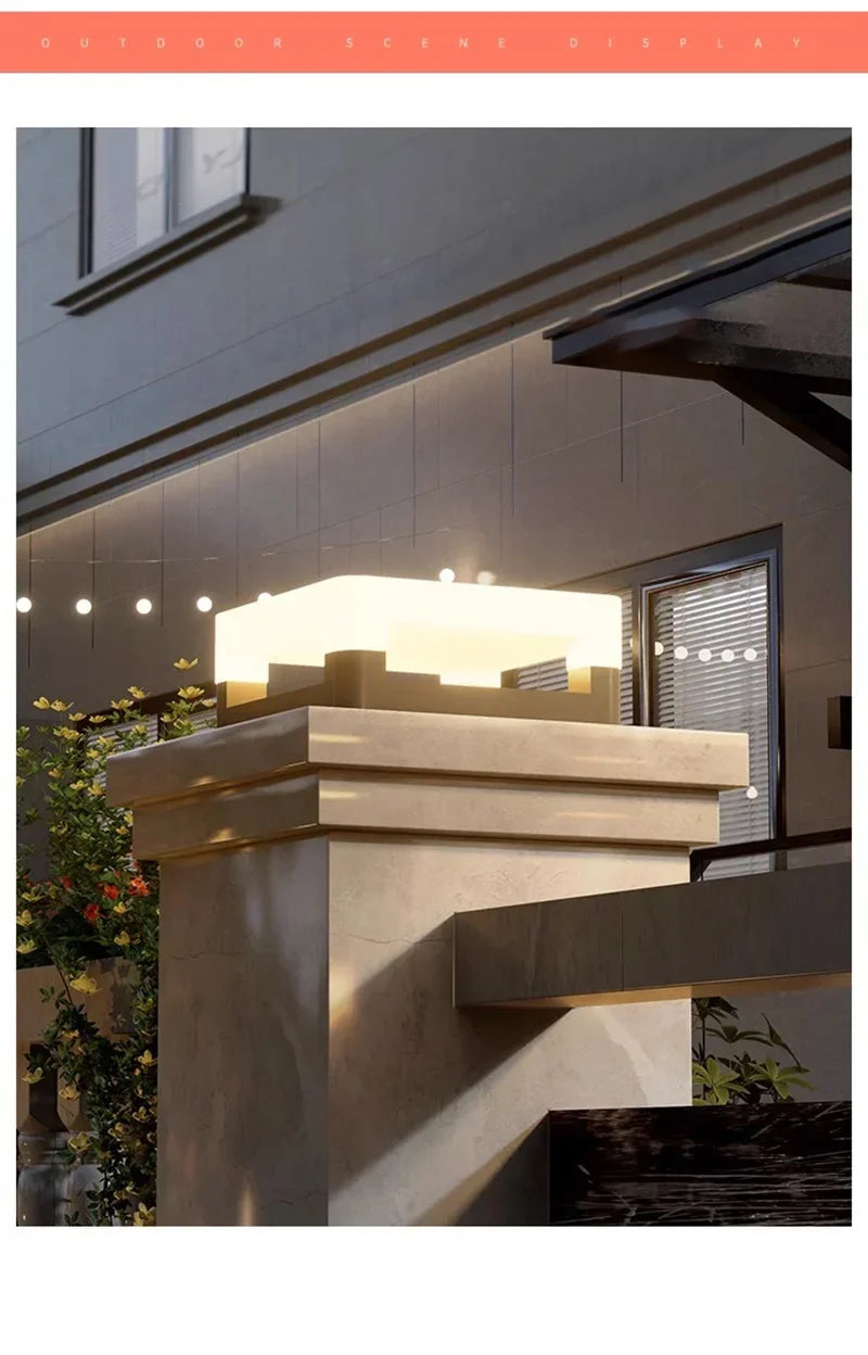 Outdoor Waterproof Solar Pillar Lights LED Wall Lamp Square Home Decor Solar Energy Super Bright Villa Lighting Door Gate Garden