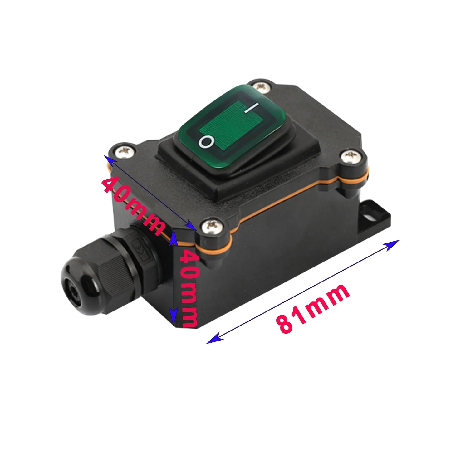 Outdoor Waterproof Rocker Switch 12V/24V Electric Wire Box PG9 Terminal Connector for Cable 4MM-8MM