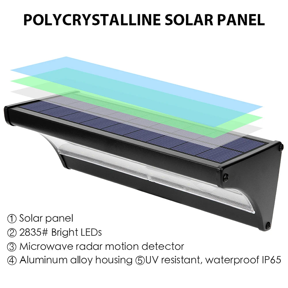 Outdoor Solar 60/48/24Led Lamp Waterproof Motion Sensor Solar Wall Lights Aluminum Alloy Home Security Solar Flood Light 6000mAh