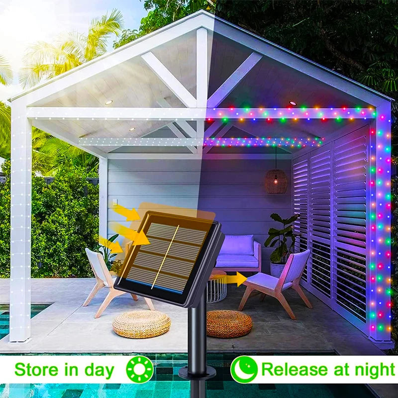 Outdoor LED Solar Fairy Lights Christmas Decoration Waterproof Solar Garland 8Mode Lights For Xmas Party Patio Balcony Yard