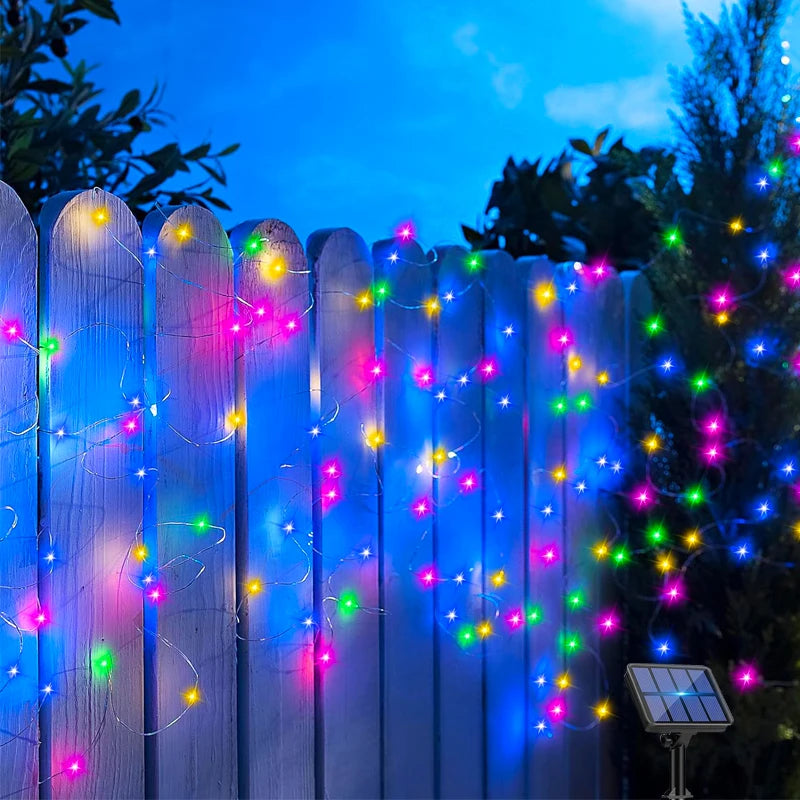 Outdoor LED Solar Fairy Lights Christmas Decoration Waterproof Solar Garland 8Mode Lights For Xmas Party Patio Balcony Yard