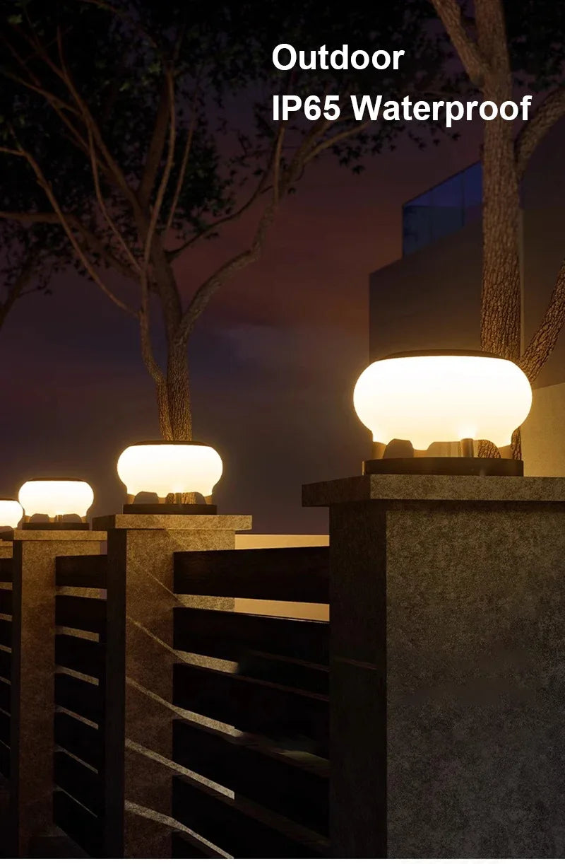 Solar Pillar Lights Outdoor Waterproof Home Decor LED Wall Lamp Gate Garden Lighting Decor Solar Energy Super Bright Door Villa