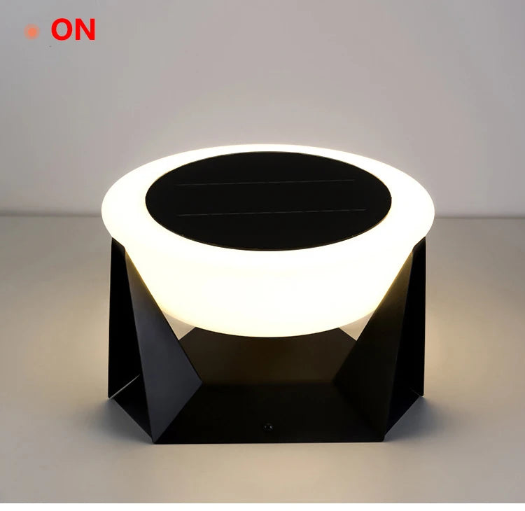 Stainless steel LED remote-controlled cylindrical solar column light,waterproof outdoor courtyard light, door post dimming light