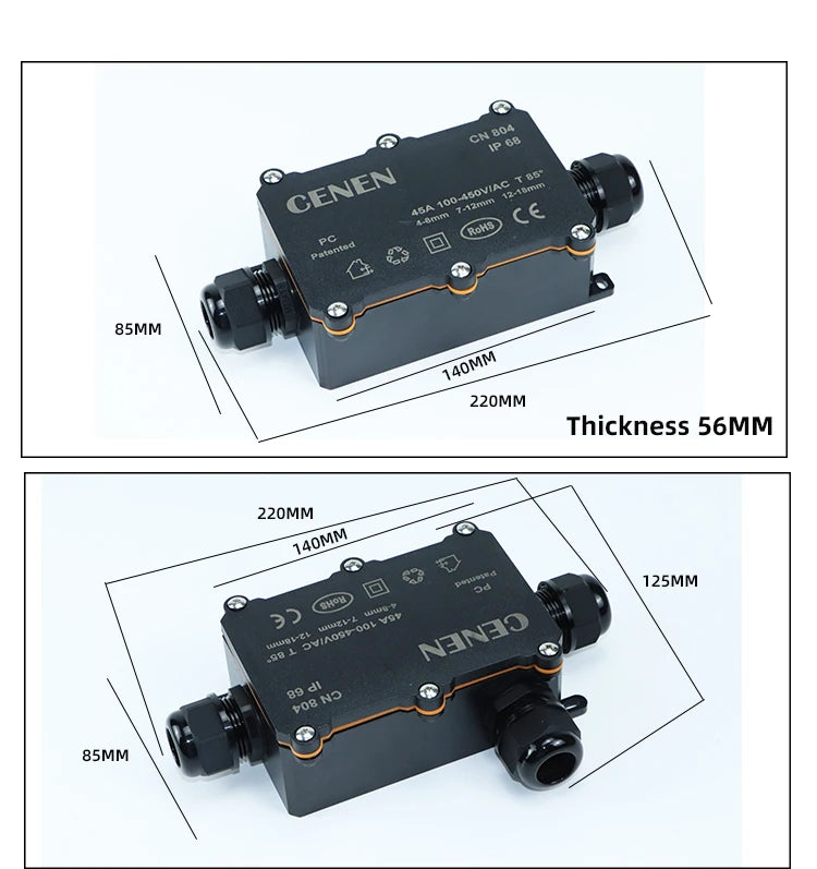 804 plastic waterproof junction box outdoor rainproof junction box electrical sealing box LED wiring PC flame-retardant buried