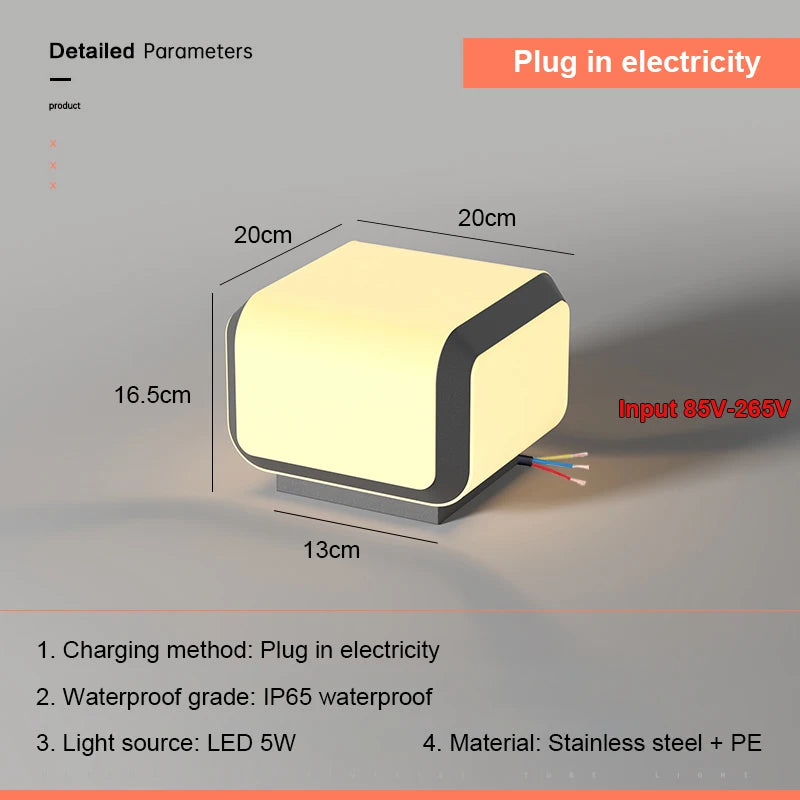Solar Pillar Lights Outdoor Waterproof LED Wall Lamp Lighting Home Decor Solar Energy Square Lamp Villa Gate Garden Door Fence