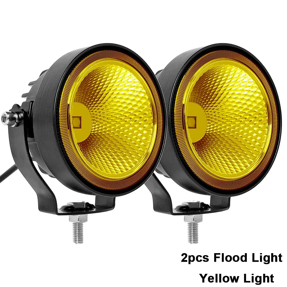 NLpearl 2pcs 12V 24V Led Work Light Offroad 4 Inch Round Spotlights Fog Light For Car ATV Dirt Bike Pickup Truck Boat Motorcycle