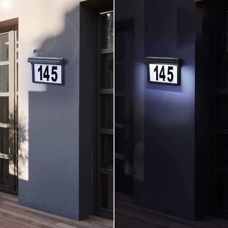 Outdoor House Number Solar Light Address Sign LED Solar Doorplate Wall Lamp Waterproof Plaque Solar Lighting for Garden Street