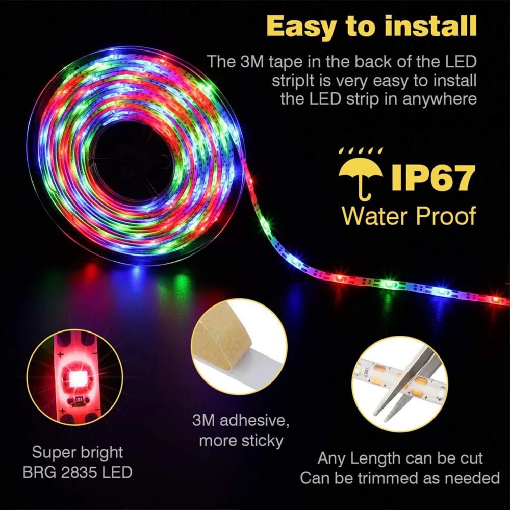 Solar Powered LED Strip IP65 Waterproof White/Red/Green/Blue/Pink Flexible Ribbon Rope LED Tape for Garden Decoration