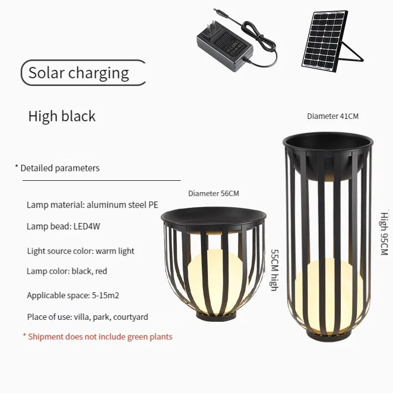 Outdoor Garden Floor Lights Black For Patio Courtyar Yard Walkway Villa Modern Waterproof Ip65 Solar Garden Floor Lamp Lighting