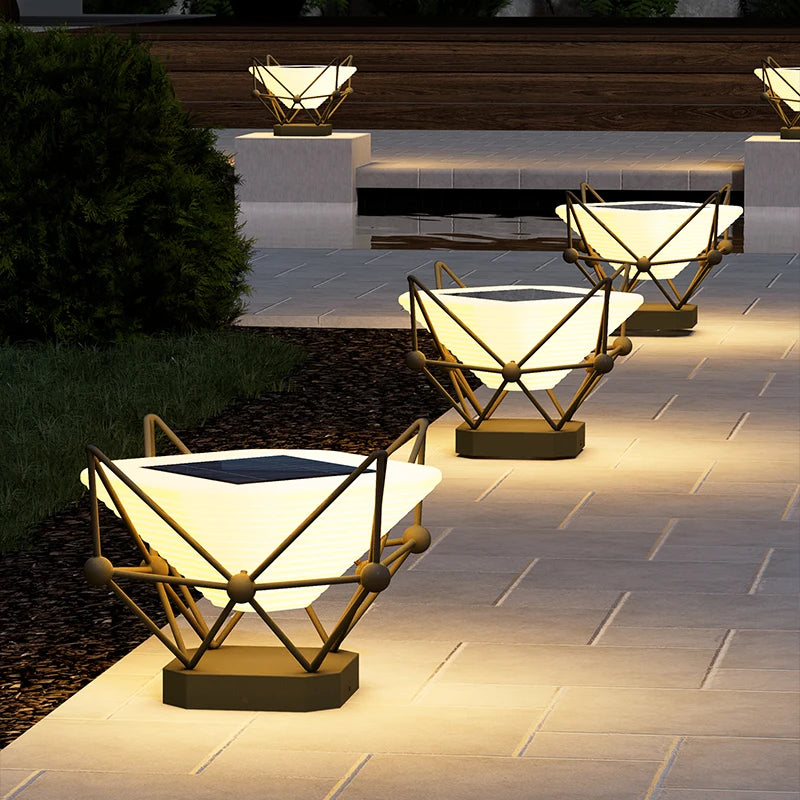 Solar Pillar Lights LED Wall Lamp Home Decor Outdoor Waterproof Lighting Solar Energy Super Bright Fence Villa Gate Garden Door