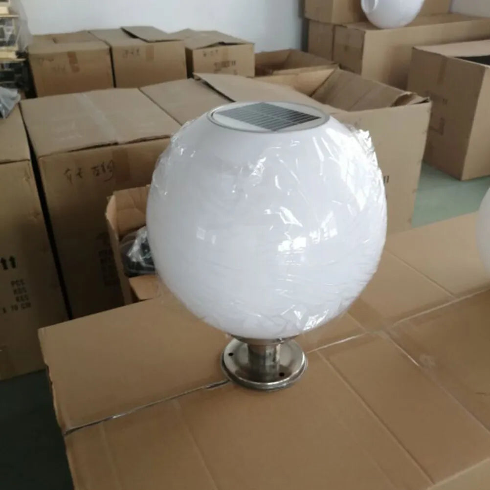 LED 200MM Solar Wall Pillar Lamp Outdoor Round Ball Round Light(White)