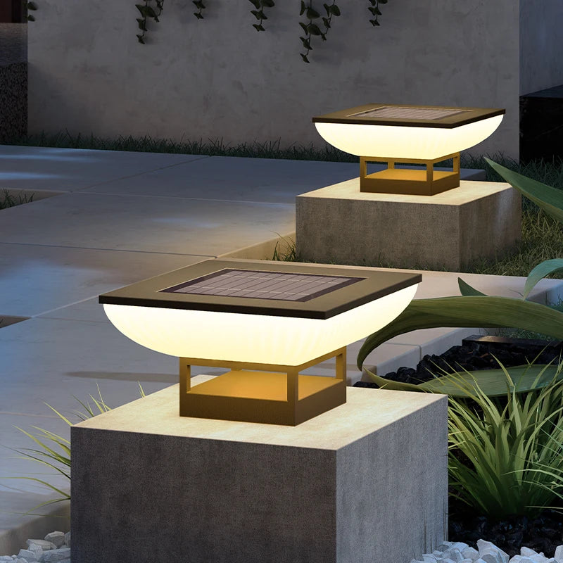 Solar Pillar Lights LED Wall Lamp Solar Energy Home Decor Lighting Outdoor Waterproof Fence Villa Gate Garden Door Courtyard