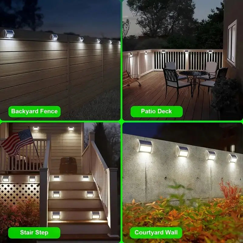 1/2/6PCS Solar Deck Lights 3LED Outdoor Staircase Lights Fence Lights Suitable for Garden Backyard Terrace Stairs