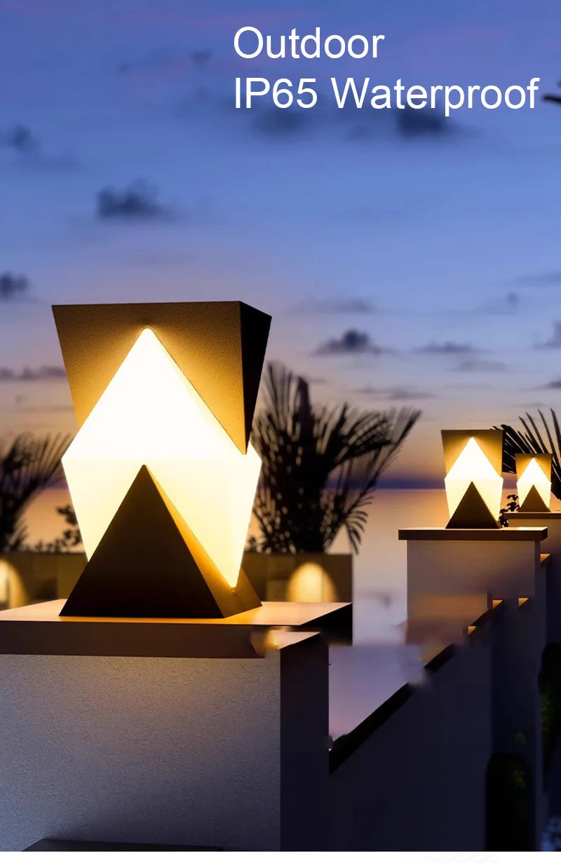 Solar Pillar Lights Outdoor Waterproof LED Wall Lamp Home Decor Modern Gate Garden Villa Lighting Solar Energy Super Bright Door