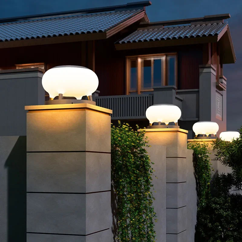 Solar Pillar Lights Outdoor Waterproof Home Decor LED Wall Lamp Gate Garden Lighting Decor Solar Energy Super Bright Door Villa