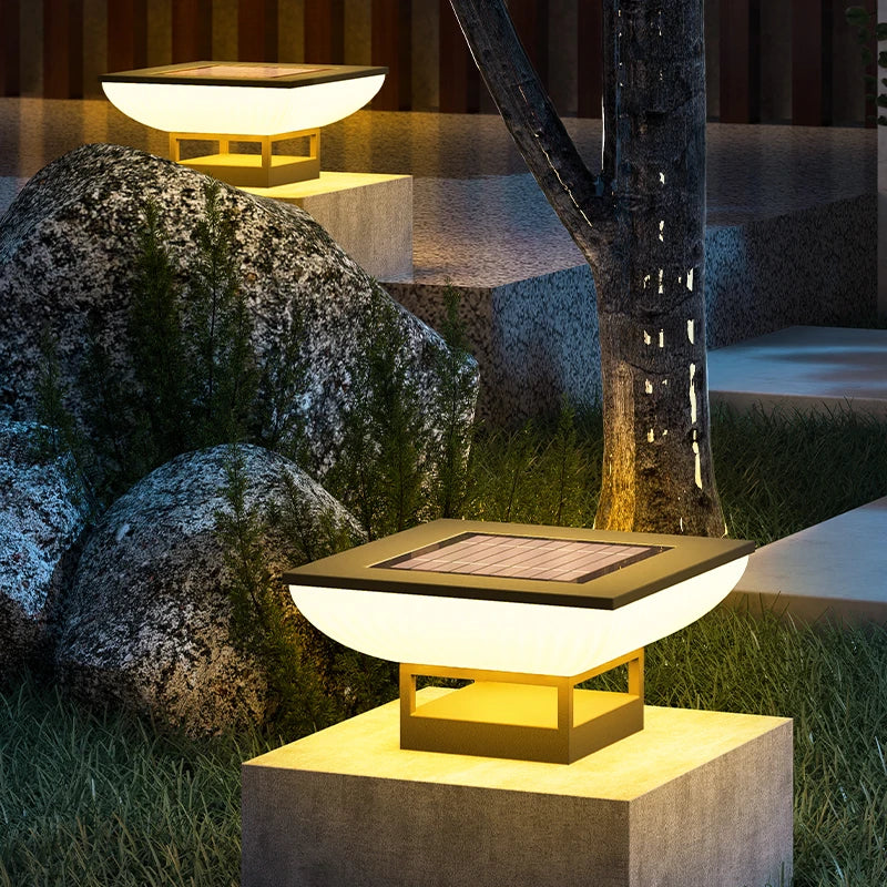 Solar Pillar Lights LED Wall Lamp Solar Energy Home Decor Lighting Outdoor Waterproof Fence Villa Gate Garden Door Courtyard