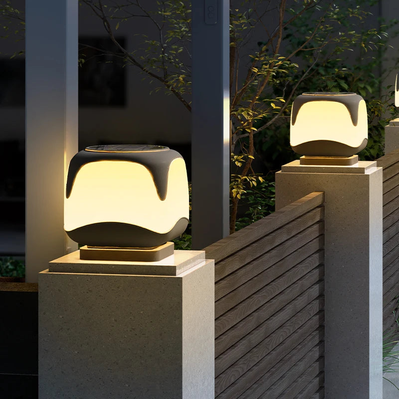 Solar Pillar Lights Outdoor Waterproof Lighting Solar Energy Doorpost Lamp LED Wall Lamp Home Decor Fence Villa Gate Garden Door