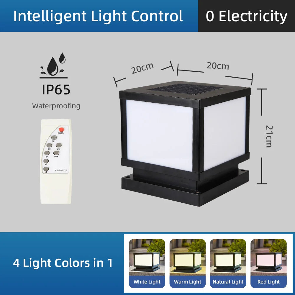 LED Solar Lights Outdoors Waterproof Solar Column Light Classical style Timed with Remote Control LED Light for Garden Patio