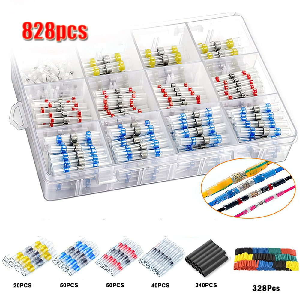 50-1000Pcs Solder Seal Wire Connectors Heat Shrink Solder Butt Insulated Connectors Solder Connector Kit Automotive Marine