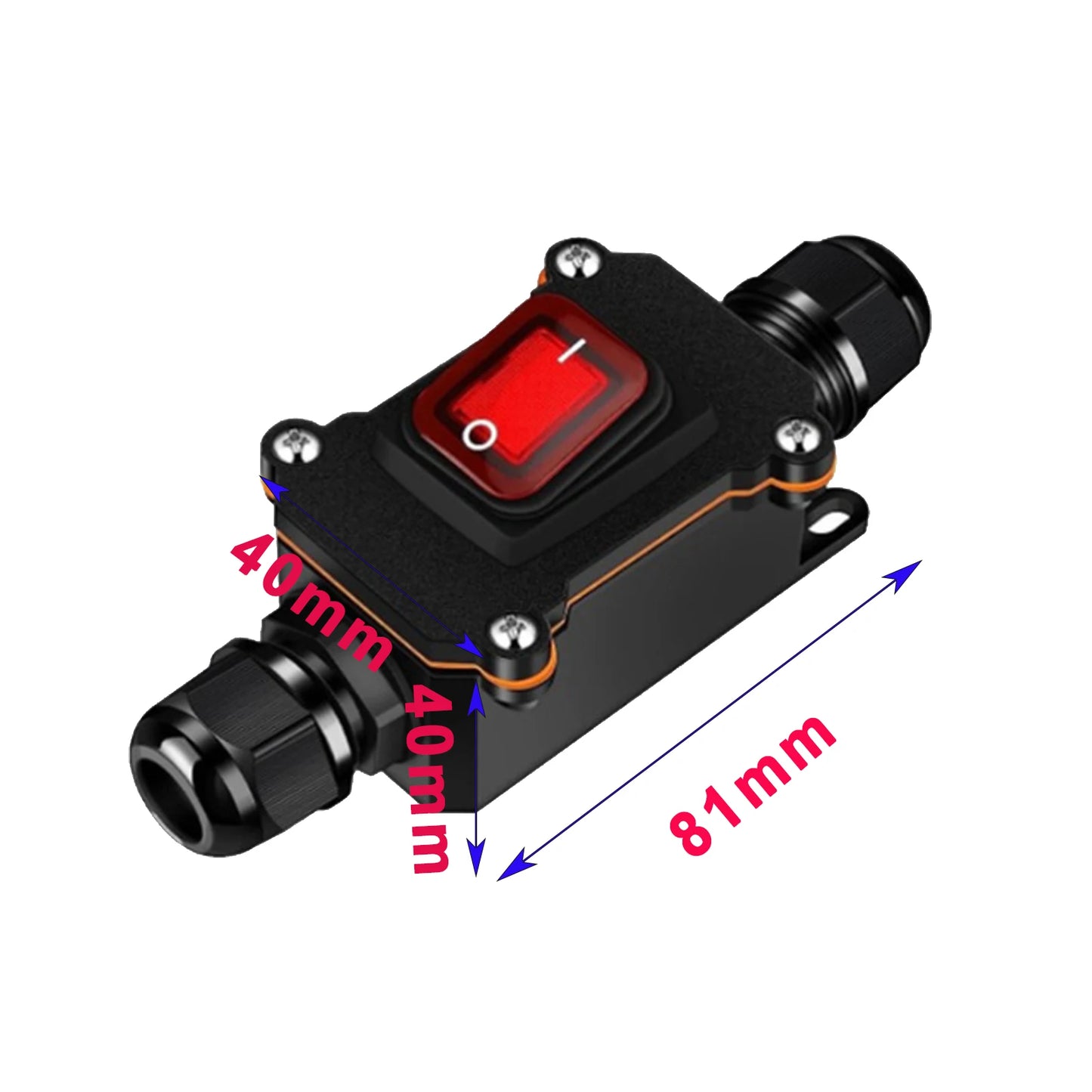 Inline Power Cord 12V-24V Marine Rocker Switch On Off Waterproof IP67 Junction Box 20A Outdoor connector