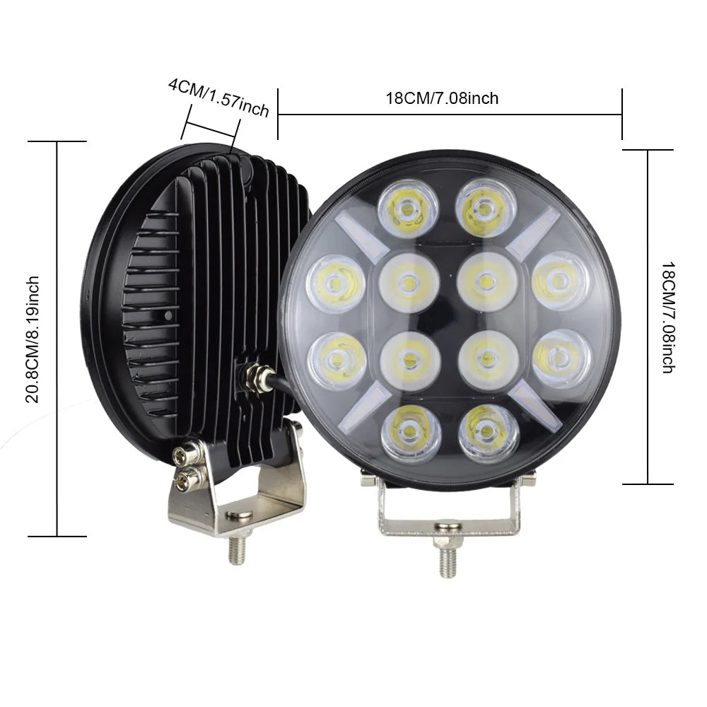 7" Round Off Road LED Lights Driving Truck Work Spotlight Headlight White Flash Turn signal light Yellow for ATV UTV Car Jeep