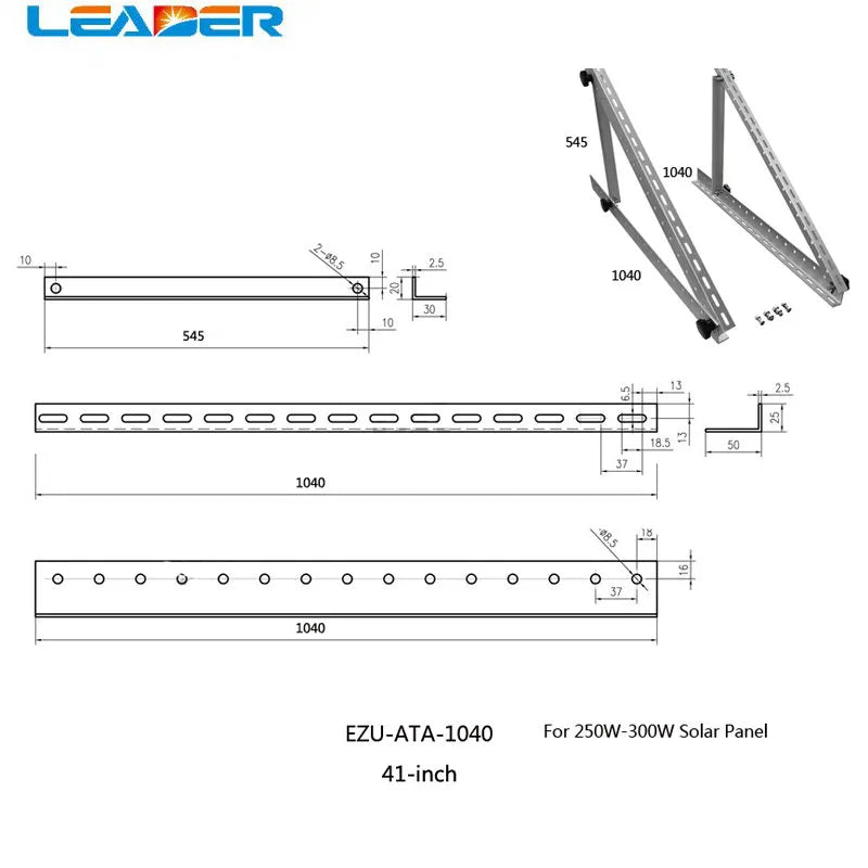 LEADER SOLAR 1 Set 556/712/1040 for 100W To 300W Solar Panel Adjustable Triangle Aluminium Solar Panel Roof Mounting Bracket