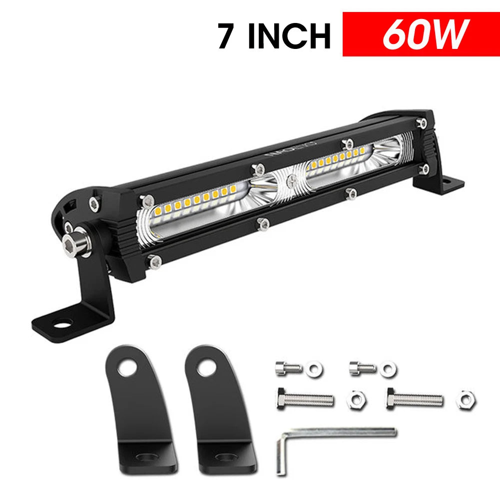 7/13/20 inch LED Bar Offroad Spot Flood LED Light Bar Single Row for Jeep Truck Car SUV 4WD 4x4 Boat ATV Barra Ultra Slim12V/24V