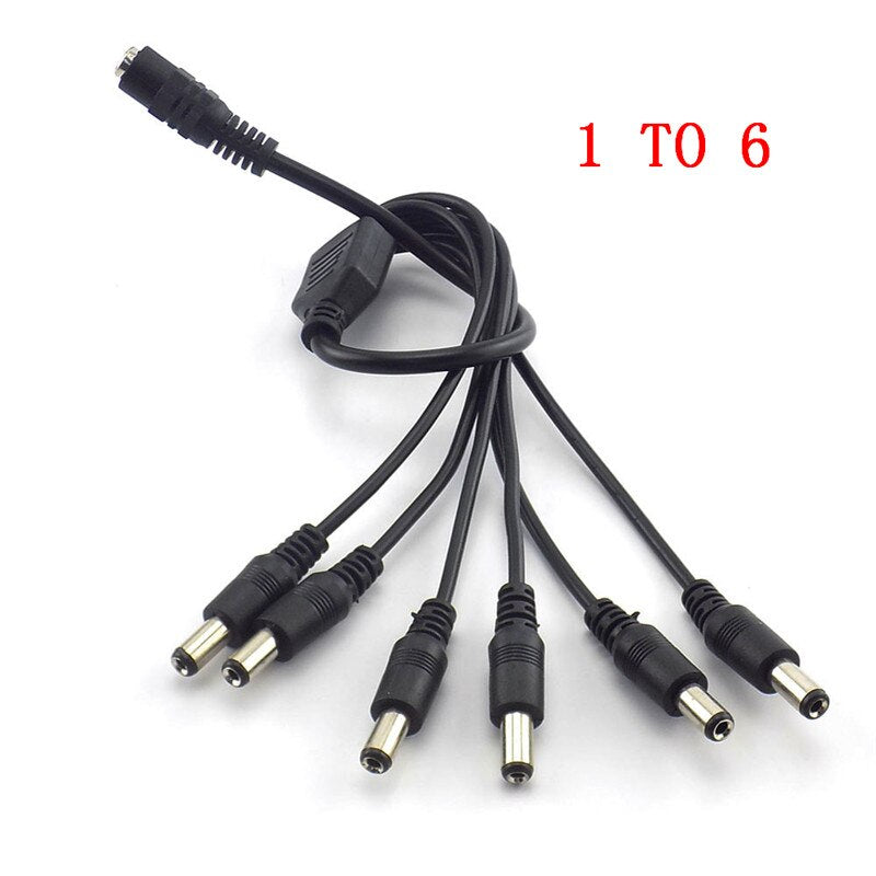 12V DC Power Splitter Plug 1 Female to 2 3 4 5 6 8 Male CCTV Cable Camera Cable CCTV Accessories Power Supply Adapter 2.1*5.5mm