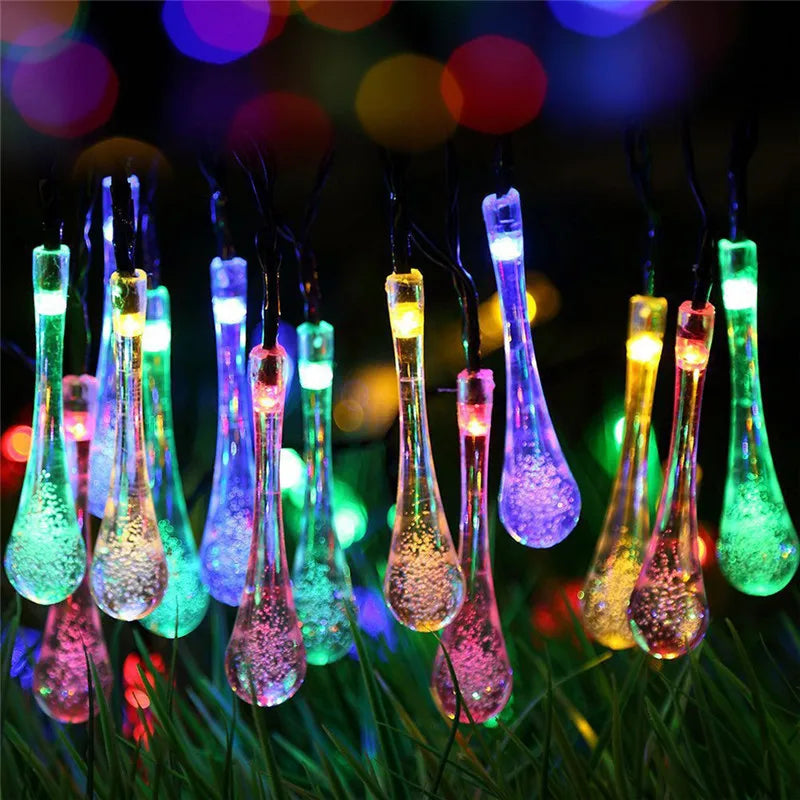 Water droplets Solar String Lights 6m 30led Waterproof Outdoor Decoration garland Fairy Lights Christmas Wedding party Garden - Free Shipping