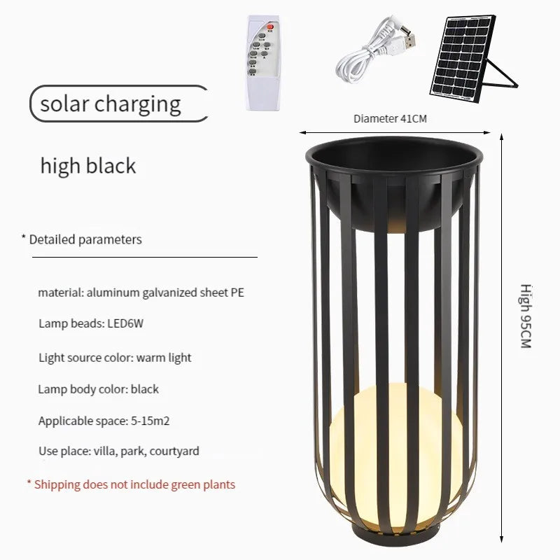 Outdoor Garden Floor Lights Black For Patio Courtyar Yard Walkway Villa Modern Waterproof Ip65 Solar Garden Floor Lamp Lighting