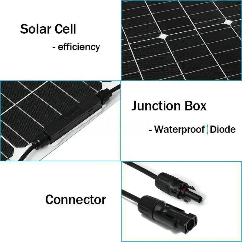 18V Solar Panel Outdoor Waterproof 15W 20W Monocrystalline Silicon Solar Panel With Connector Car Yacht Boat Charger Solar Panel