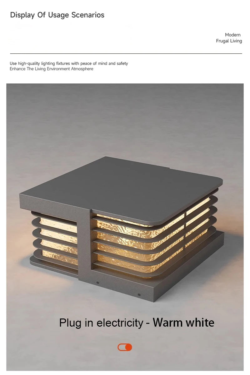 Solar Pillar Lights LED Wall Lamp Outdoor Waterproof Solar Energy Home Decor Lighting Fence Villa Gate Garden Door Courtyard