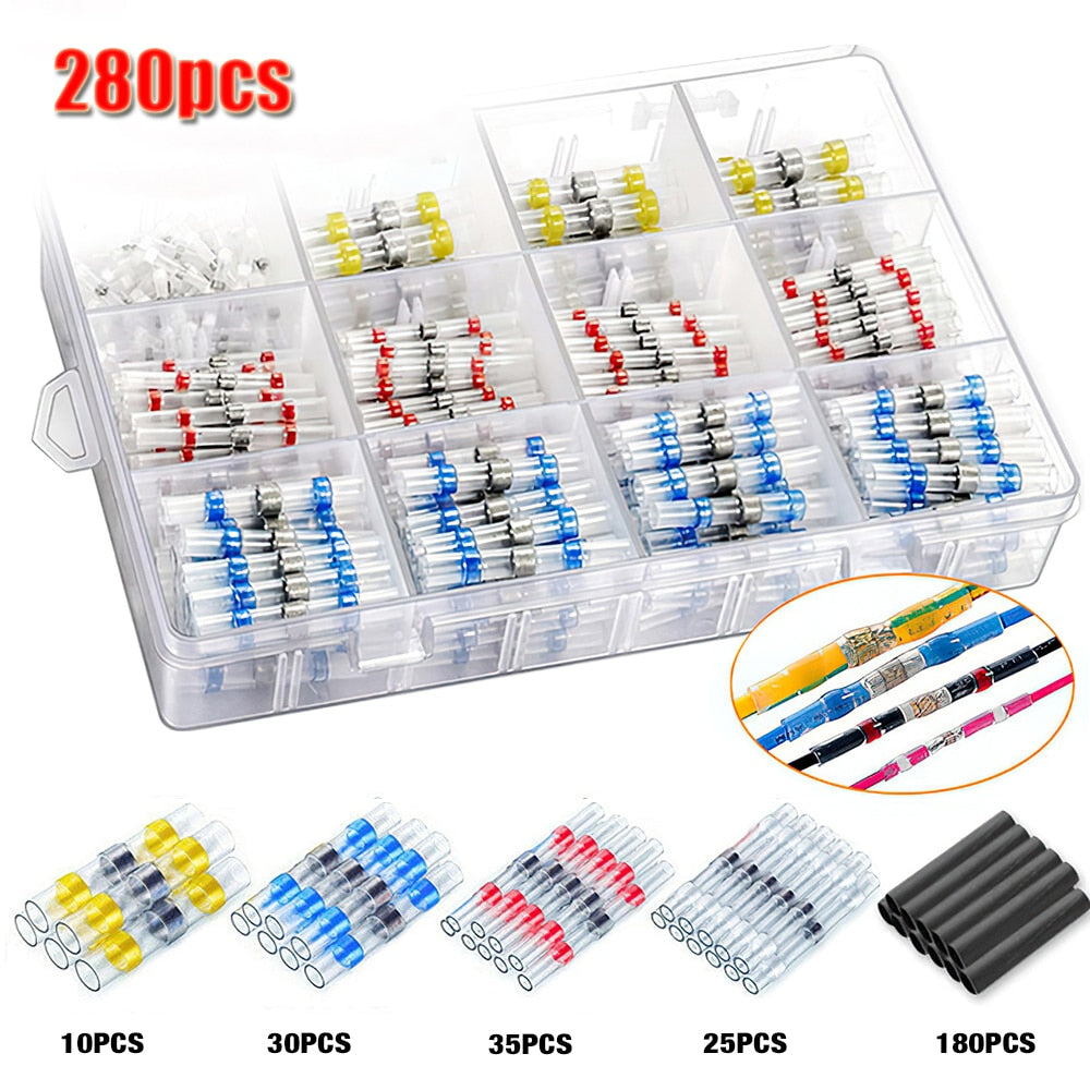 50-1000Pcs Solder Seal Wire Connectors Heat Shrink Solder Butt Insulated Connectors Solder Connector Kit Automotive Marine