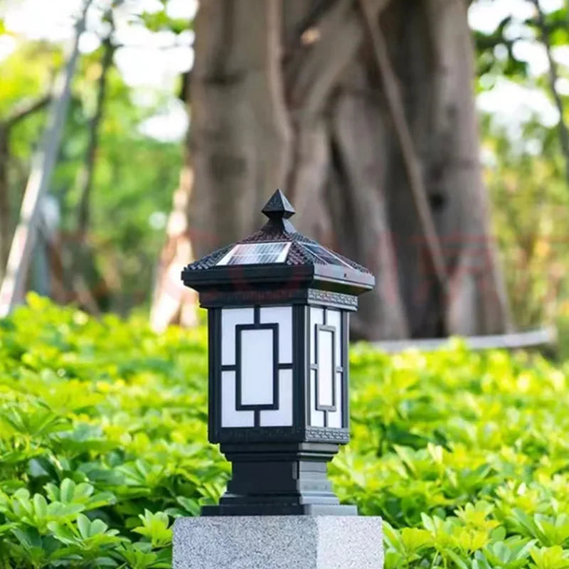 LED Solar Lamp Outdoor Waterproof And Automatic Dimming Garden Lights Modern Style Landscape Decoration Pillar Light