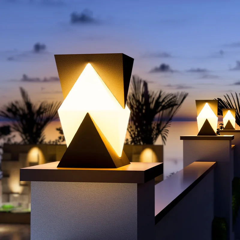 Solar Pillar Lights Outdoor Waterproof LED Wall Lamp Home Decor Modern Gate Garden Villa Lighting Solar Energy Super Bright Door