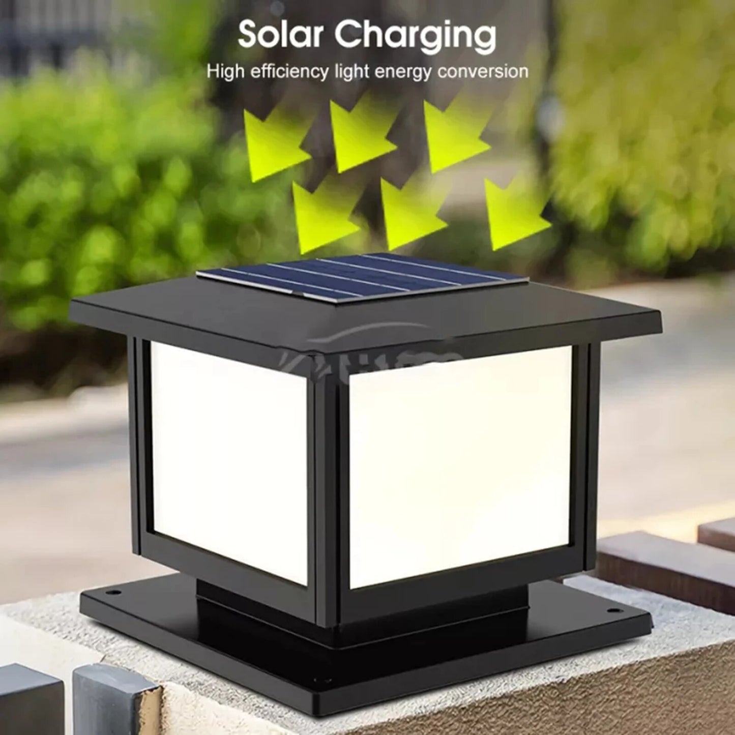 New Solar Powered LED Square Fence Light White Warm Lamp Outdoor Lighting Waterproof Pillar IP65 Outdoor Solar Lamp for Garden
