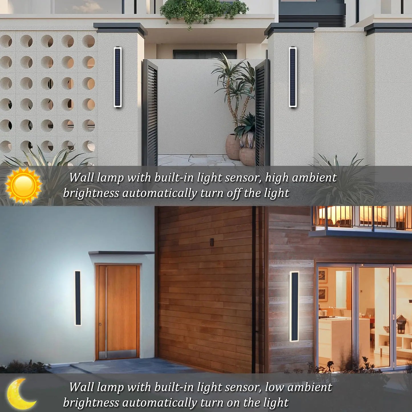 Solar Wall Lights for Outside Door 20W Waterproof  Acrylic Lampshade Modern 100cm Long Solar Wall Lights for Porch Patio