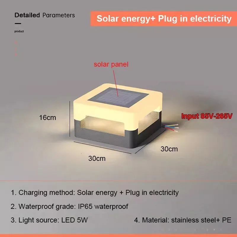 Outdoor Waterproof Solar Pillar Lights LED Wall Lamp Square Home Decor Solar Energy Super Bright Villa Lighting Door Gate Garden