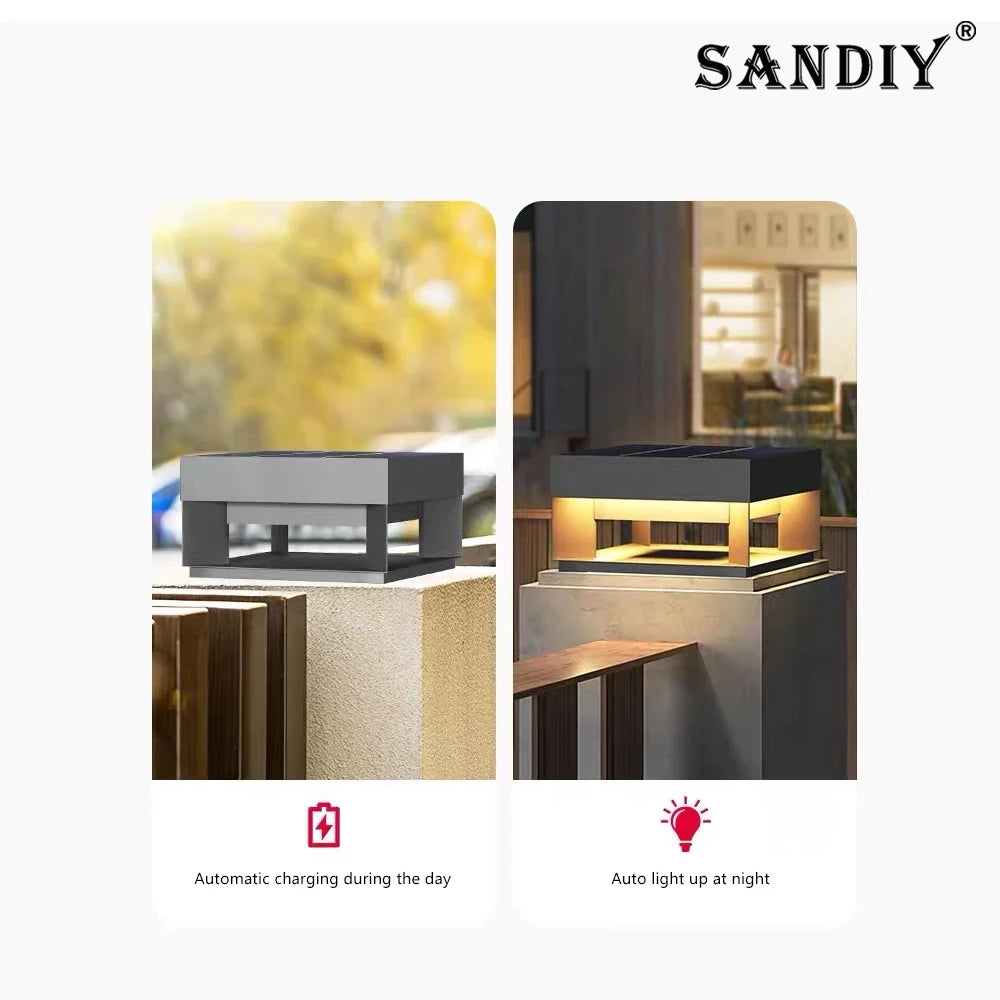 SANDIY Outdoor Wall Lights Solar Powered Fence Lamp Yard Pillar Lighting Villa Gate Waterproof Garden Street Decor Luminaires